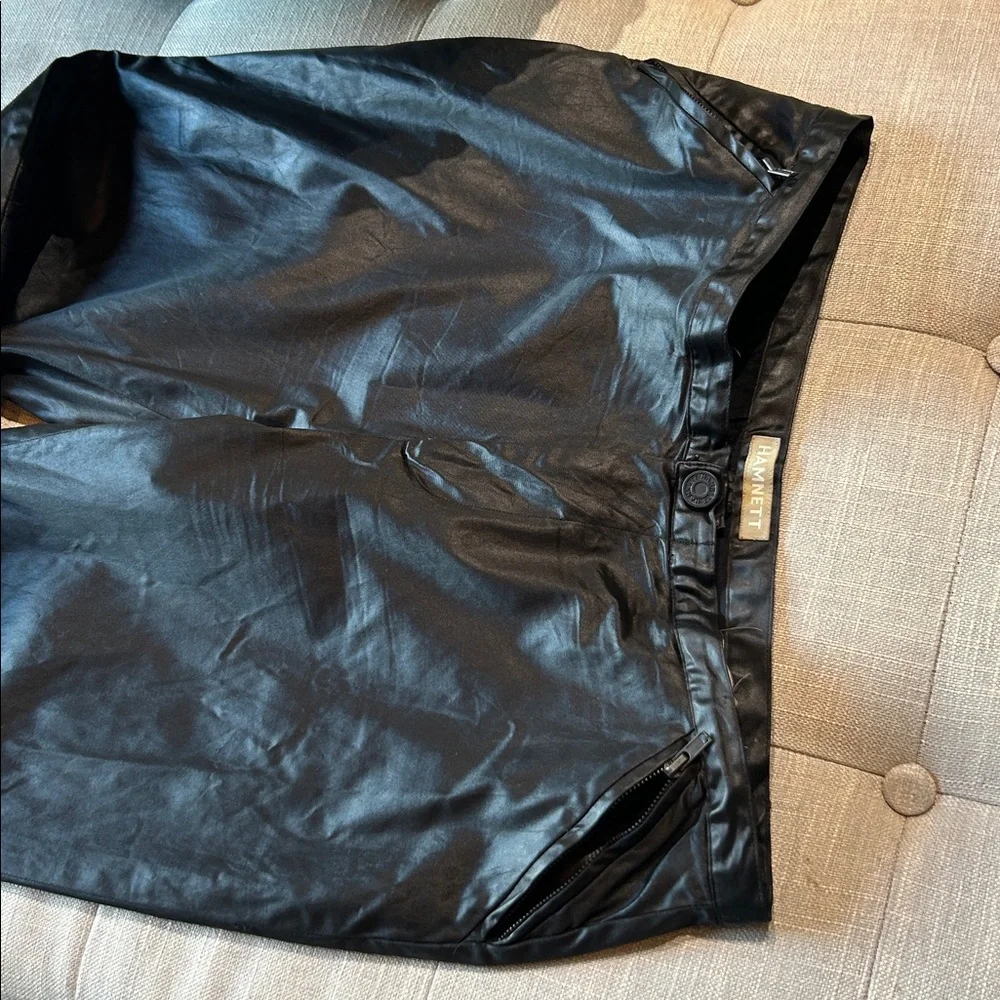 Vintage 1980s RARE Katharine HAMNETT Black Polished Coated Polyamide Ble Trouser